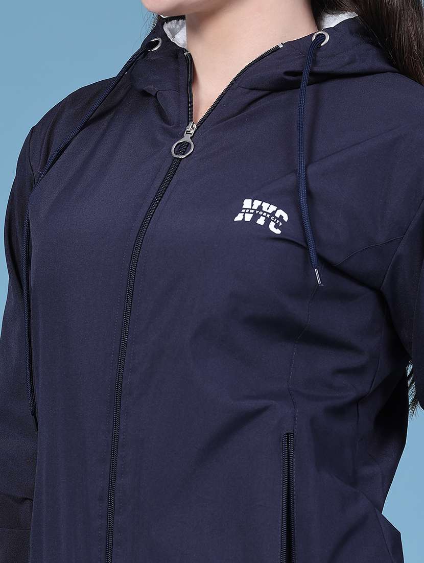 Women Solid Long Sleeves Regular Hooded Jacket - 22491186 -  Standard Image - 1