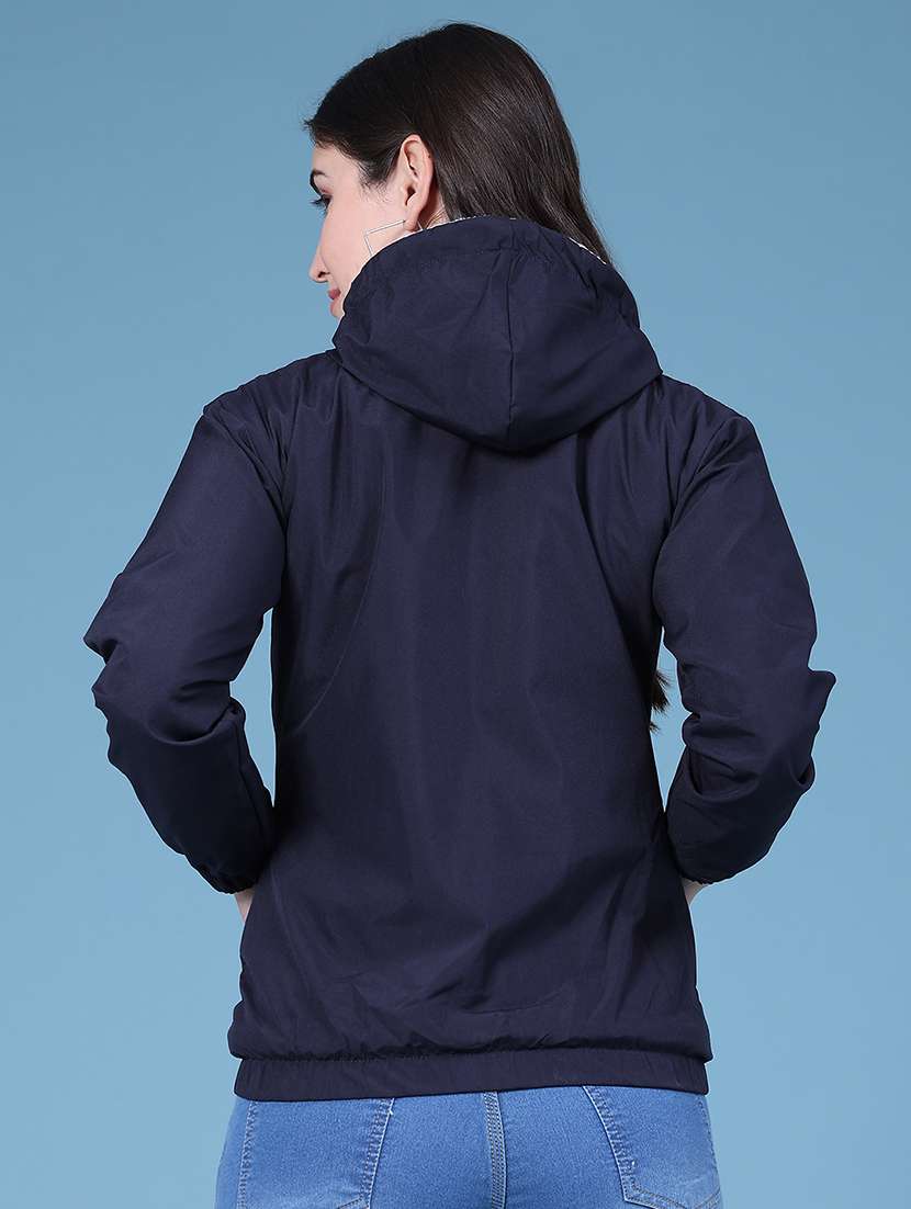 Women Solid Long Sleeves Regular Hooded Jacket - 22491186 -  Standard Image - 4