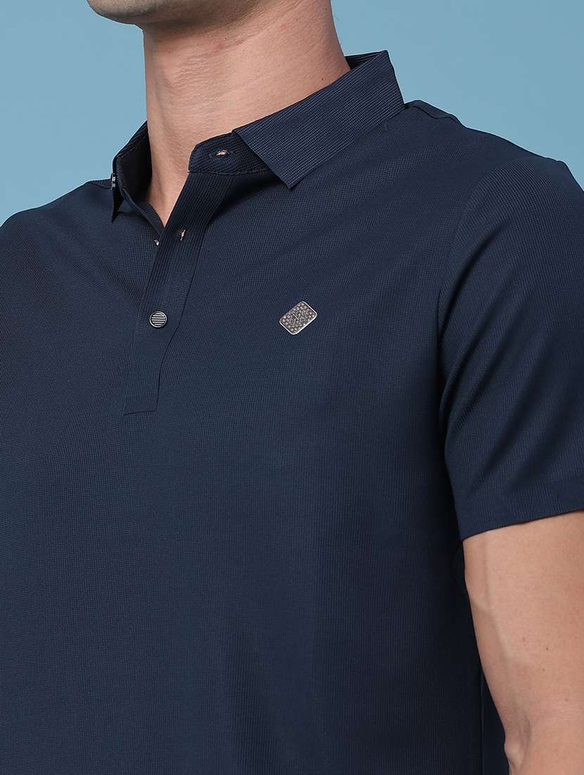 men textured short sleeve slim fit polo t-shirt - 22491325 -  Standard Image - 1