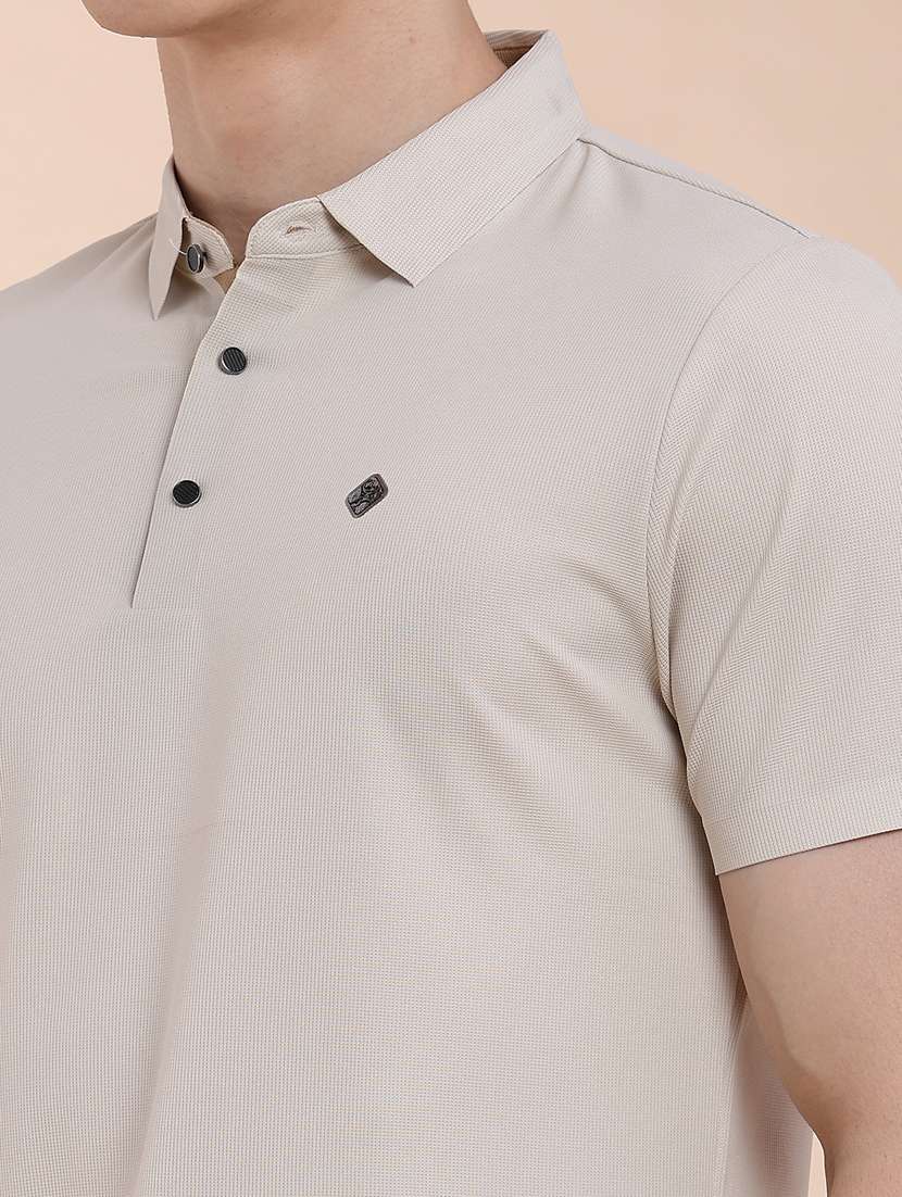 men textured short sleeve slim fit polo t-shirt - 22491330 -  Standard Image - 1
