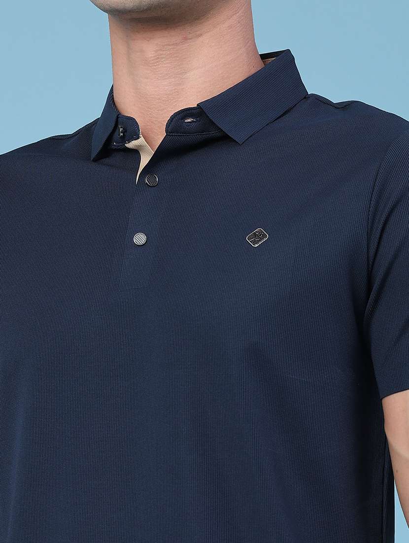 men textured short sleeve slim fit polo t-shirt - 22491333 -  Standard Image - 1