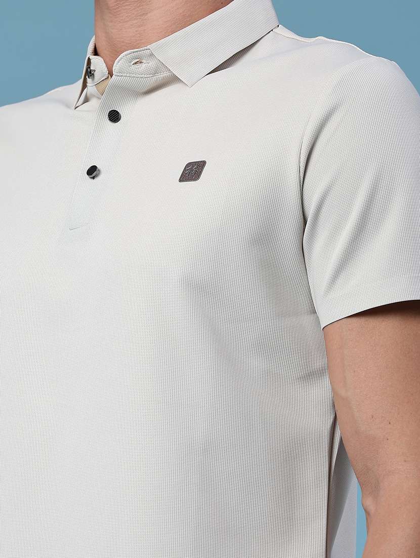 men textured short sleeve slim fit polo t-shirt - 22491338 -  Standard Image - 1