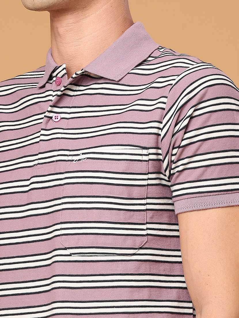 Men Striped Short Sleeve Regular Fit Polo T-shirt - 22491351 -  Standard Image - 1