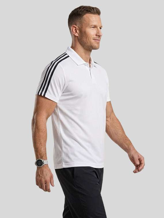 men solid with shoulder stripe deatils short sleeve polo t-shirt - 22491408 -  Standard Image - 1