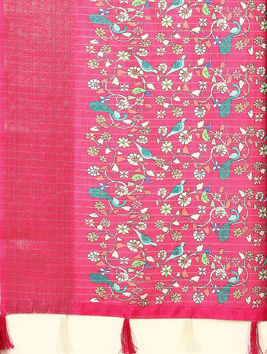 women checkered bordered saree with blouse - 22491560 -  Standard Image - 4