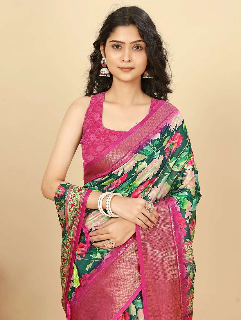 women printed casual wear saree with blouse - 22491568 -  Standard Image - 1