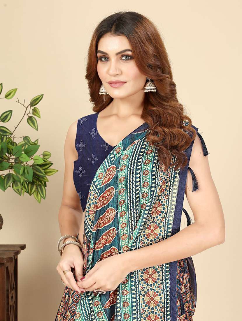 women printed casual wear saree with blouse - 22491939 -  Standard Image - 1