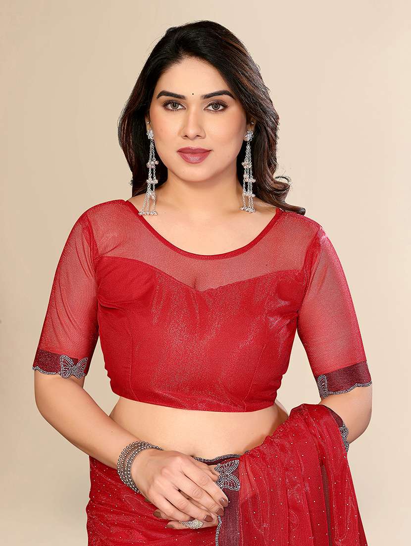 women solid with work embellished saree with blouse - 22492389 -  Standard Image - 4