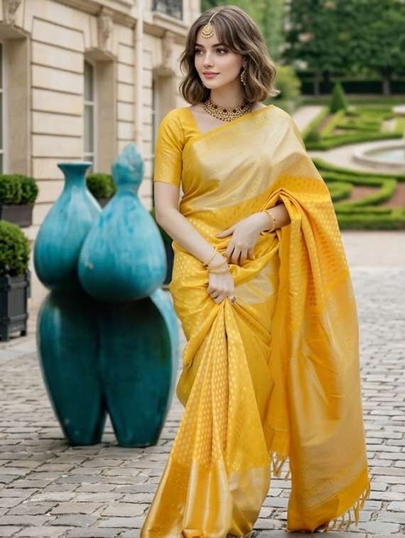 women self design banarasi saree with blouse