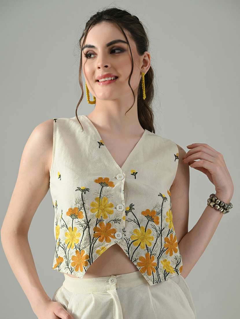 women embroidered sleeveless vest top - 22494734 -  Standard Image - 1