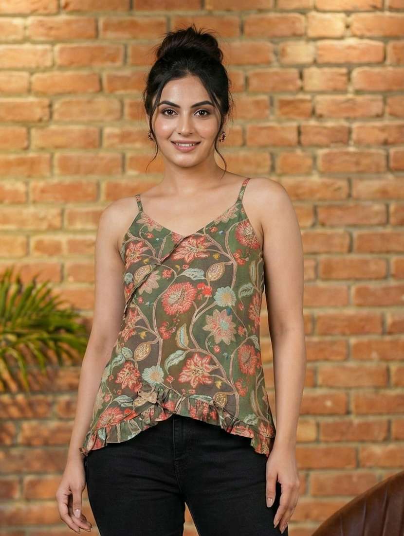 women floral printed sleeveless top