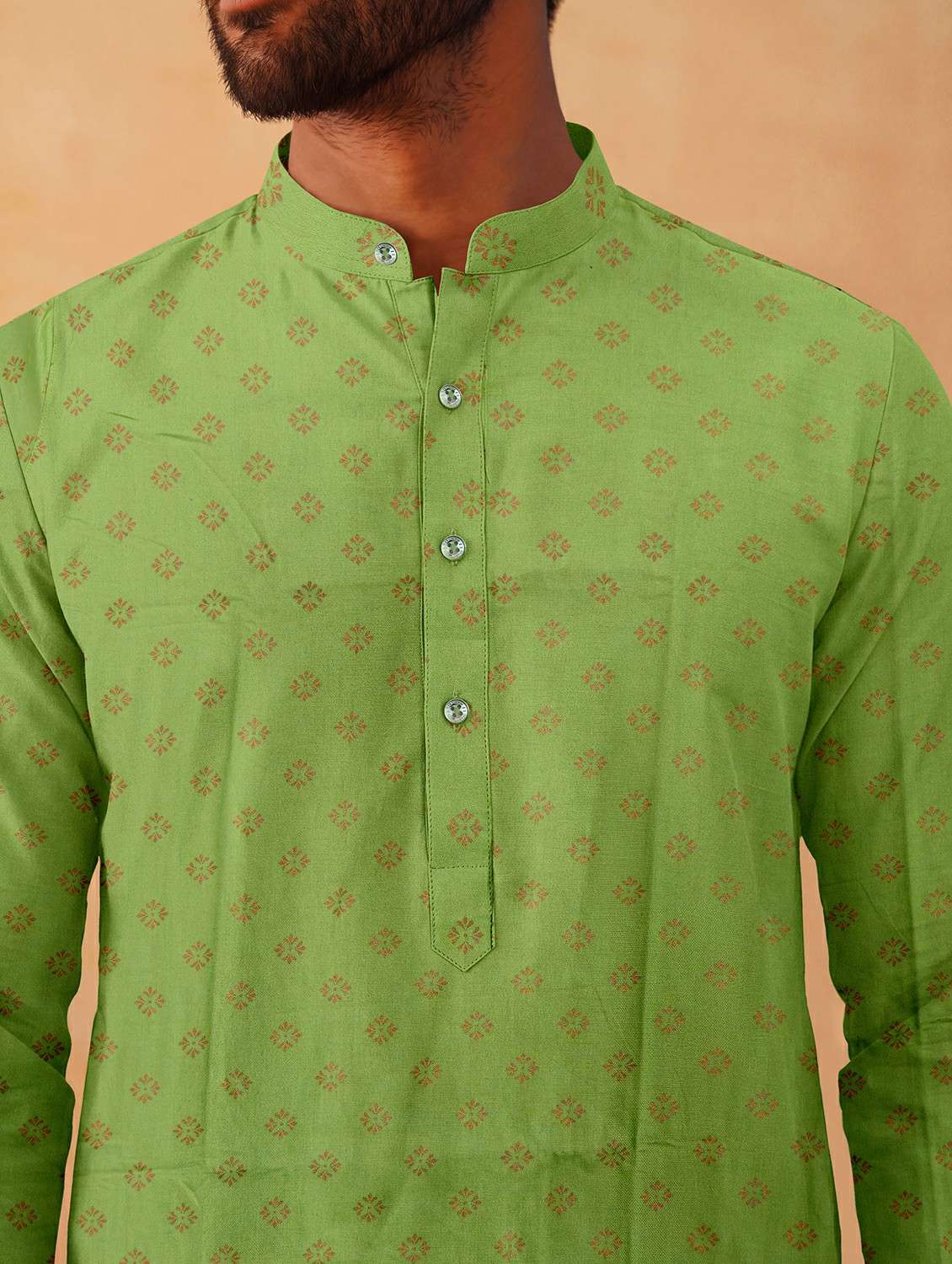 men printed mandarin neck kurta pyjama set - 22494771 -  Standard Image - 1