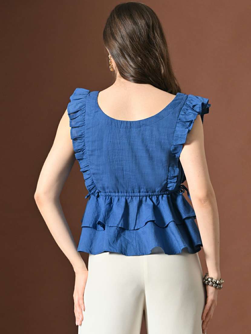 women self design square neck peplum top - 22494853 -  Standard Image - 4