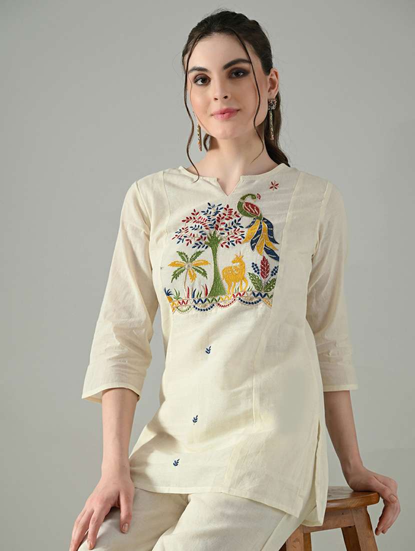 women embroidered notch neck top and palazzo co-ord set - 22494856 -  Standard Image - 1