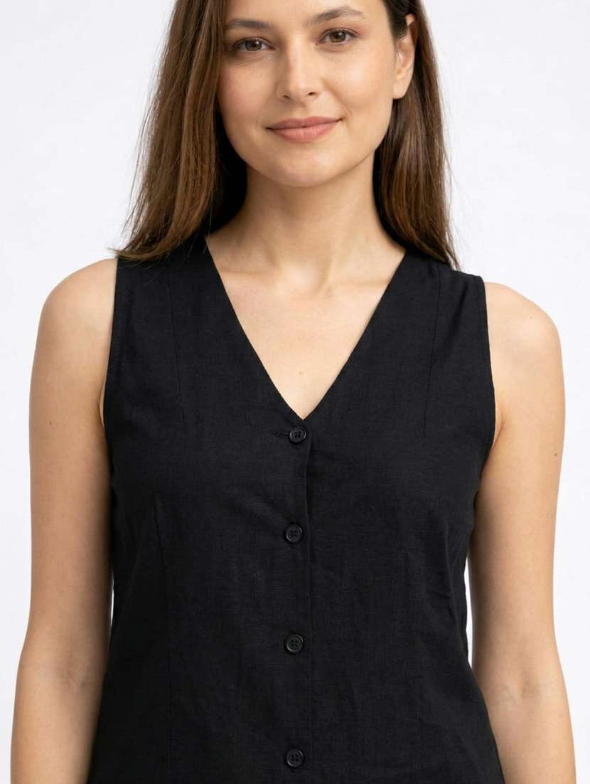 women solid sleeveless top and trouser co-ord set - 22494867 -  Standard Image - 1