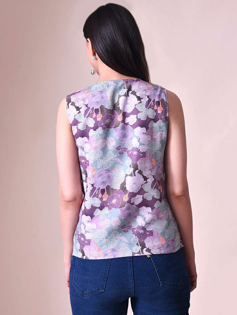 women floral printed v-neck vest top - 22494884 -  Standard Image - 4