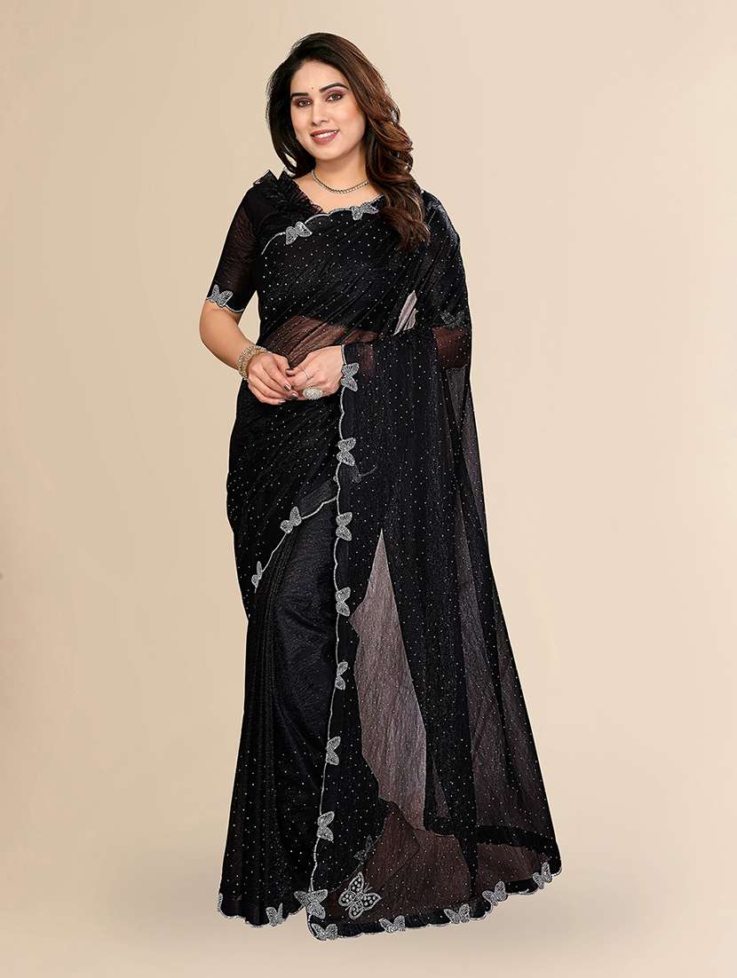 women solid with work embellished saree with blouse - 22494999 -  Standard Image - 1