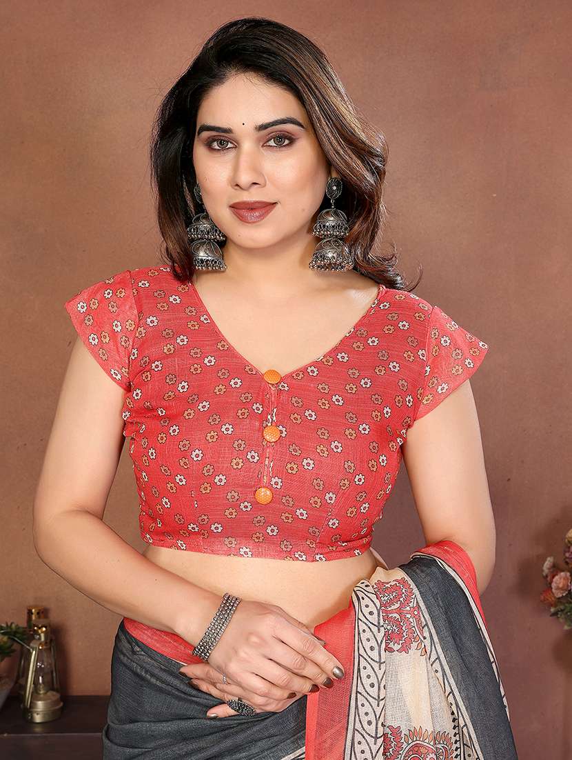 women printed casual wear saree with blouse - 22495021 -  Standard Image - 4