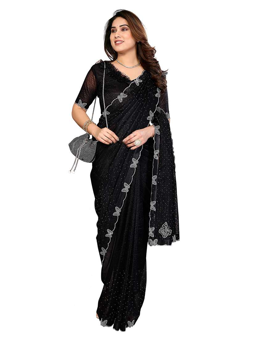 women solid with work embellished saree with blouse - 22495023 -  Standard Image - 1