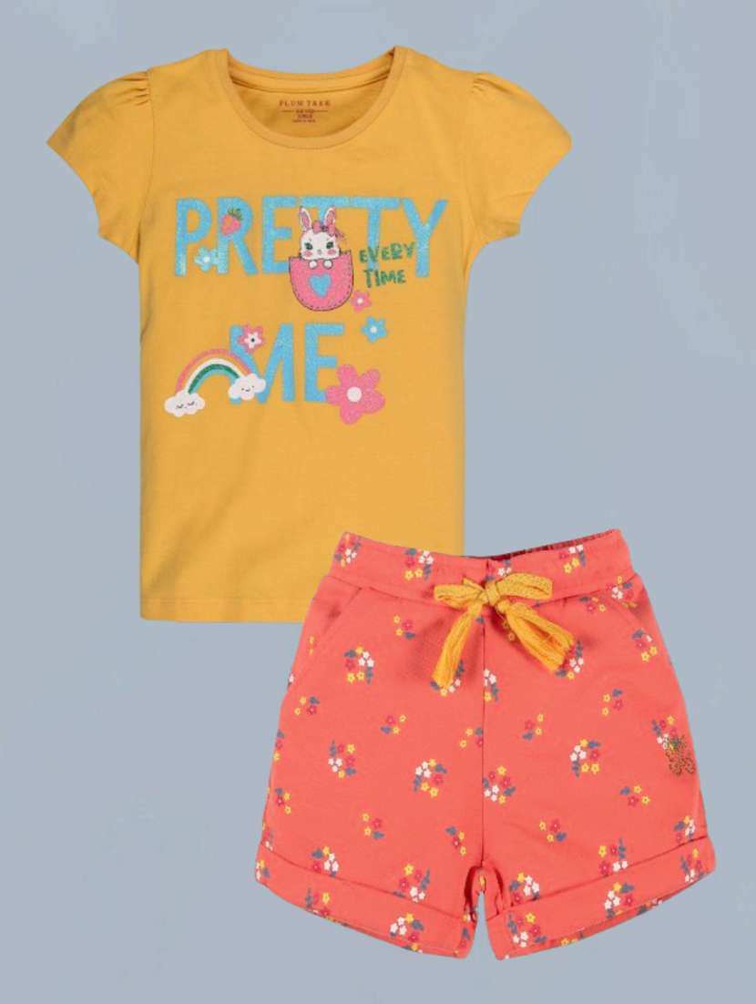 kids printed cotton multi color shorts set for girls - 22495032 -  Standard Image - 1