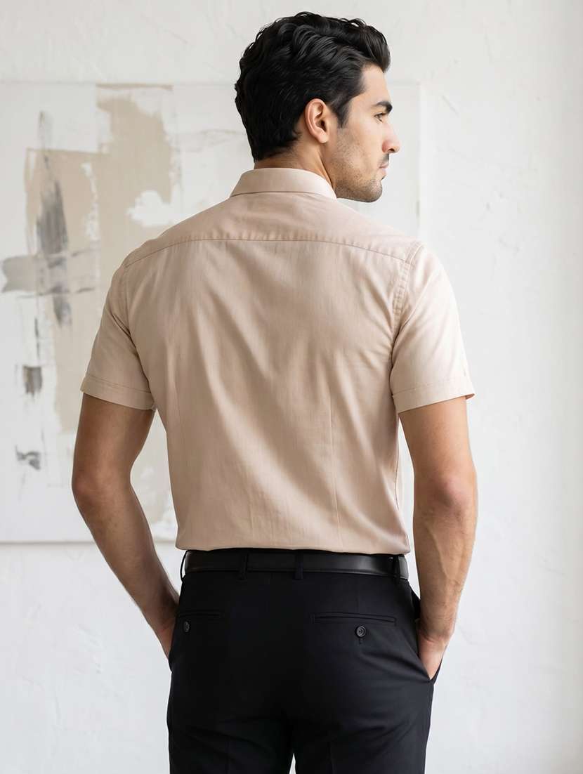 men solid short sleeve slim fit formal shirt - 22495043 -  Standard Image - 4