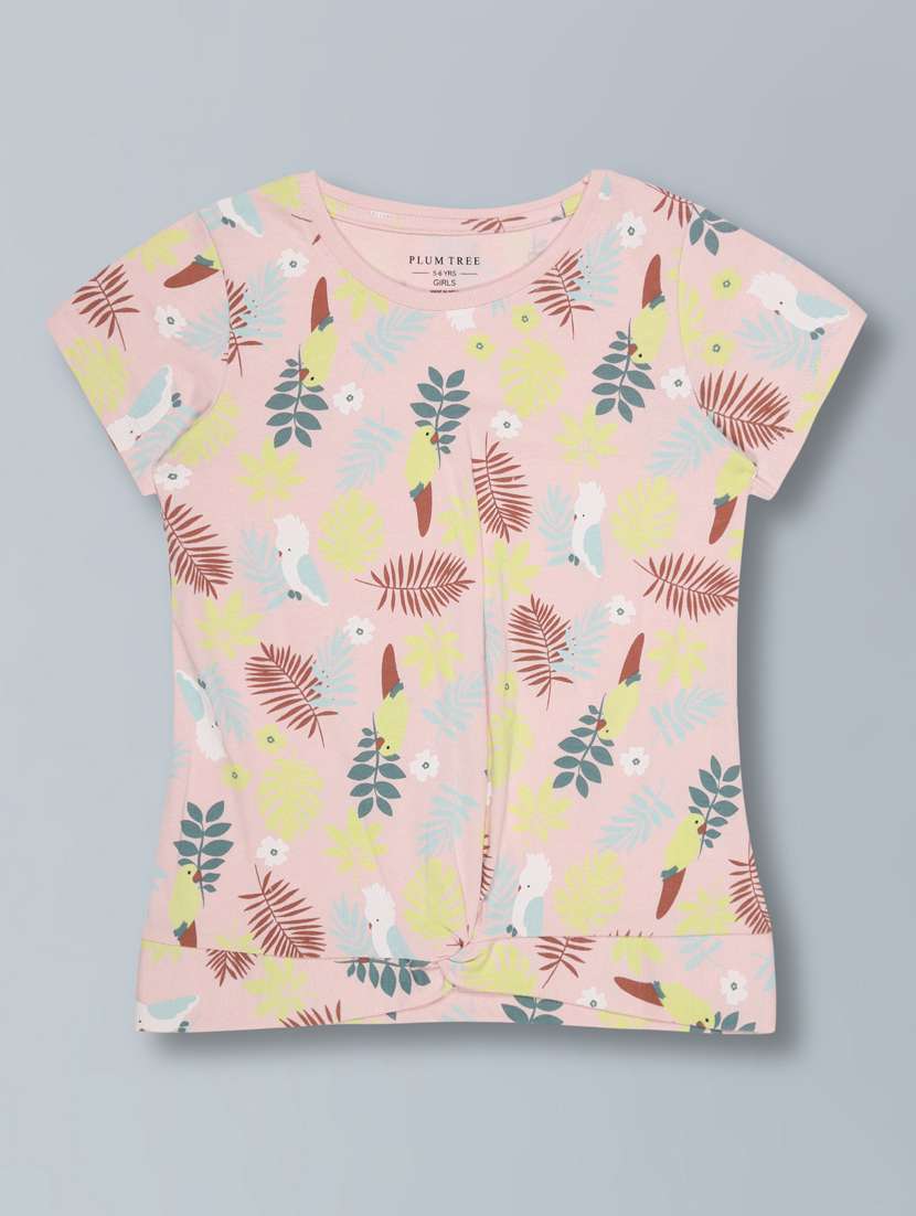 girls beige cotton t-shirt & shorts co-ord set - 22495046 -  Standard Image - 1