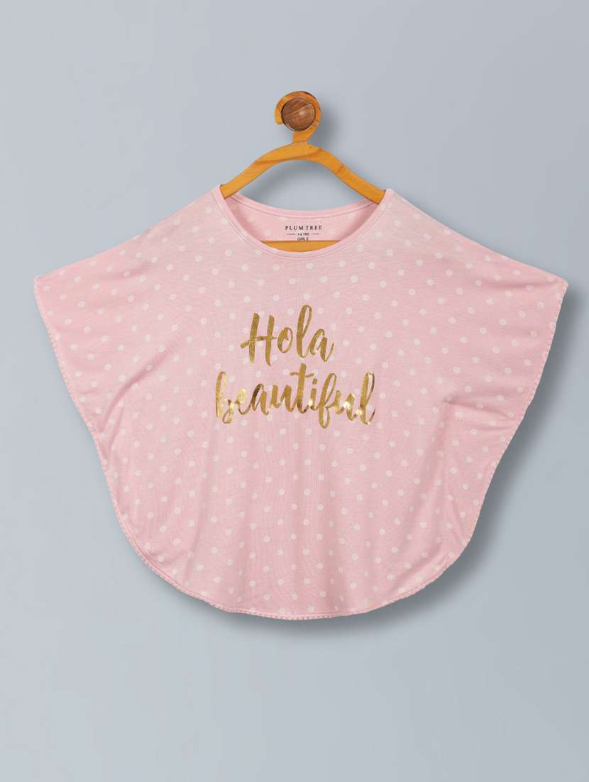 girls round neck multi floral print poncho t-shirt - 22495051 -  Standard Image - 4