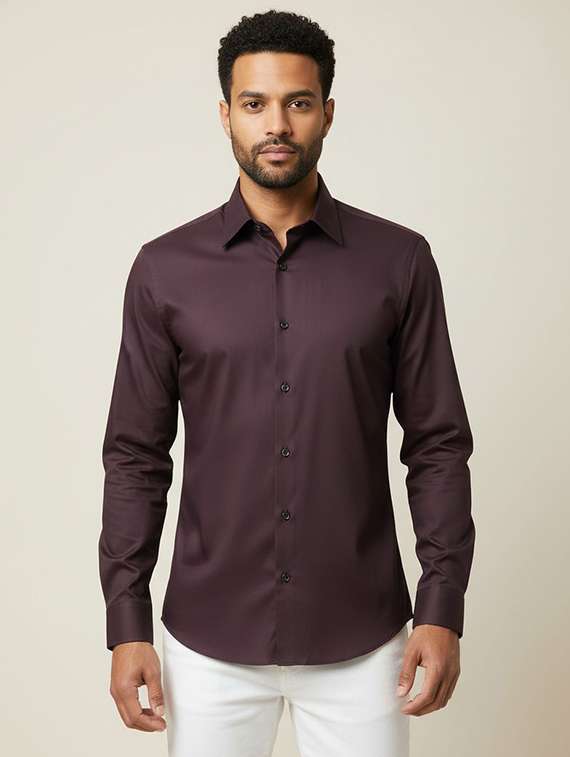 men solid long sleeve regular fit casual shirt