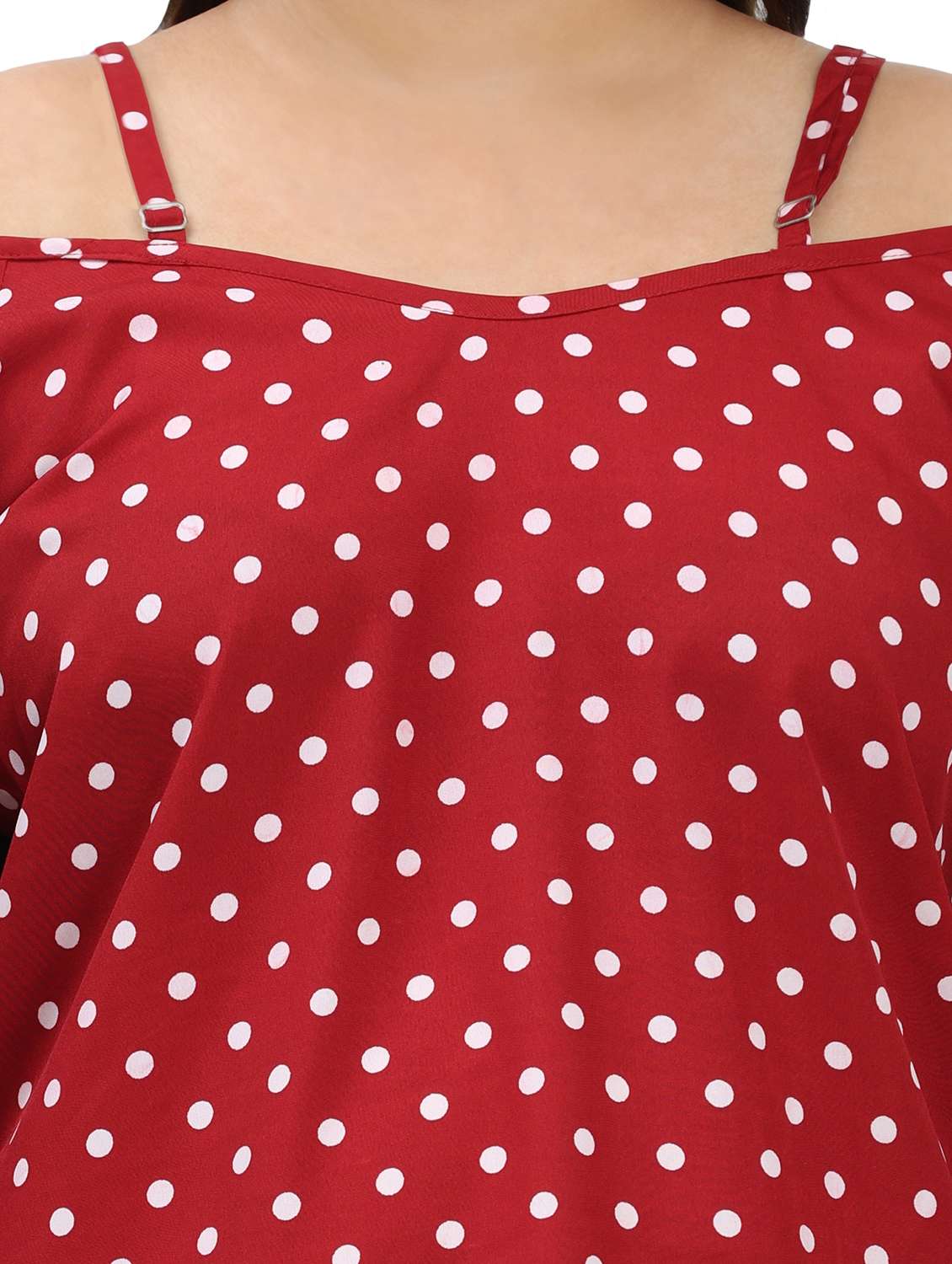 women polka dots cold shoulder top - 22495193 -  Standard Image - 1