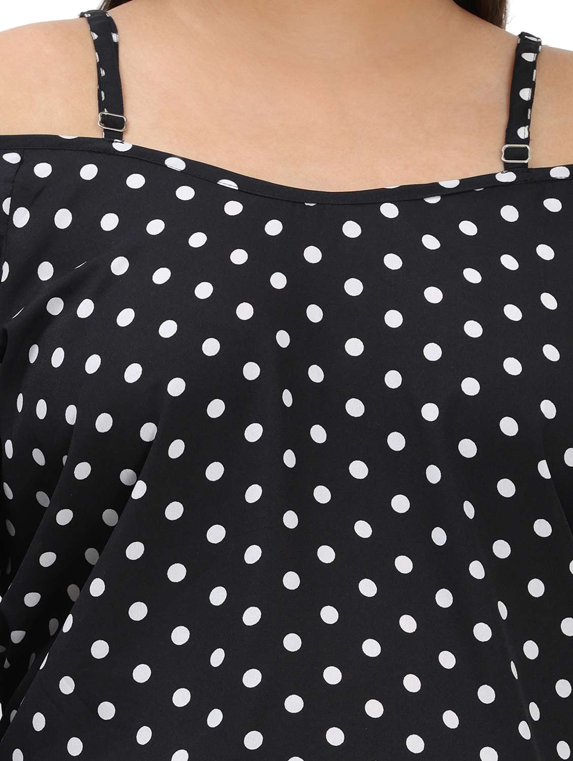 women polka dots cold shoulder top - 22495194 -  Standard Image - 1