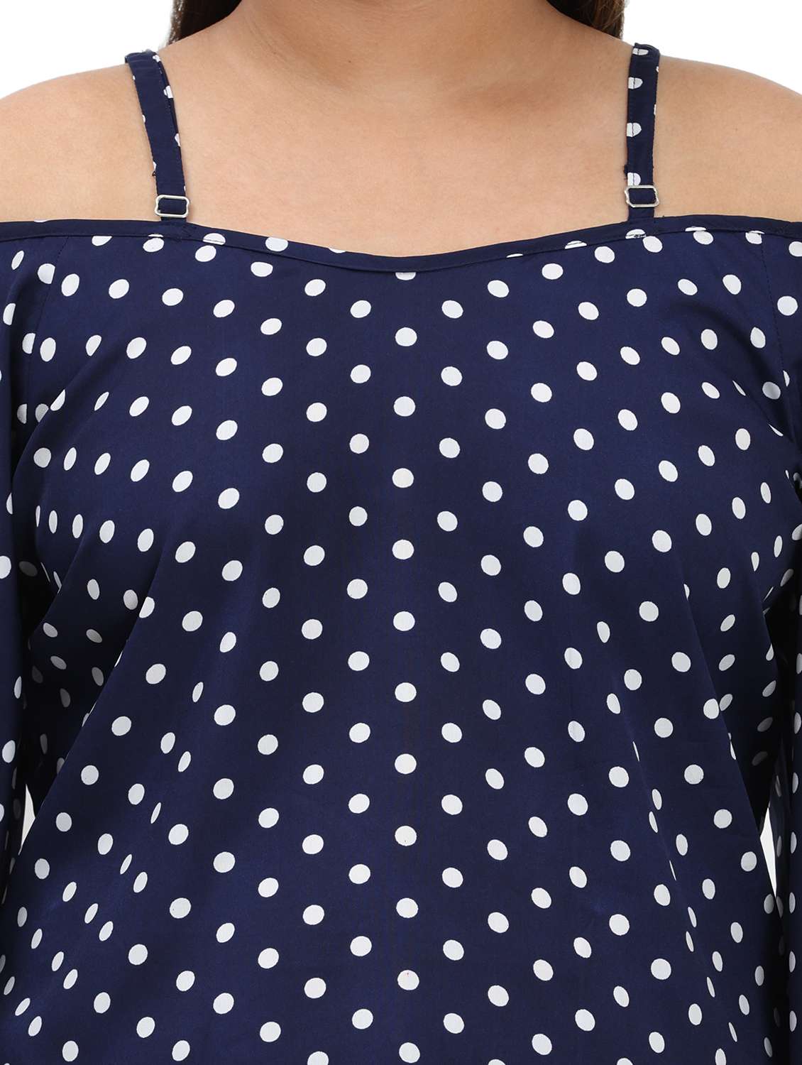 women polka dots cold shoulder top - 22495196 -  Standard Image - 1