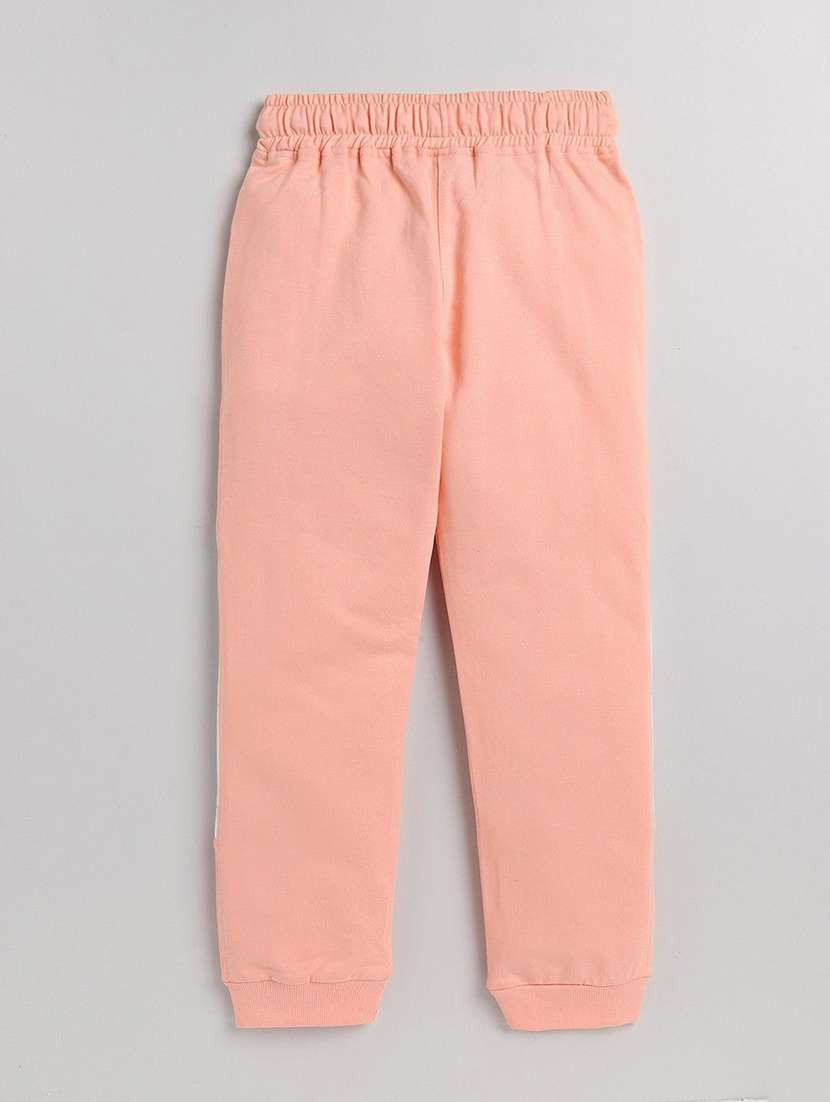 girls peach cotton blend track pant trouser - 22495210 -  Standard Image - 1