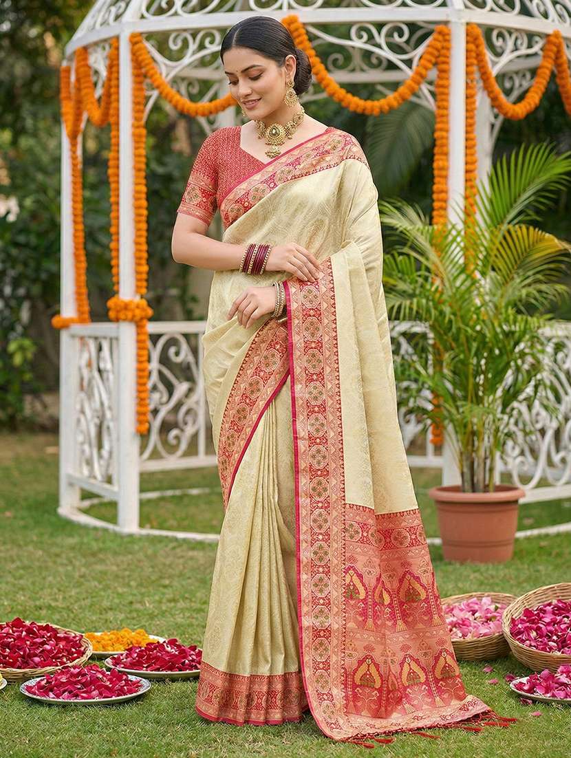 women self design kanjivaram saree with blouse - 22495227 -  Standard Image - 1