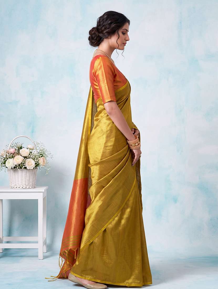 women solid plain saree with blouse - 22495287 -  Standard Image - 1