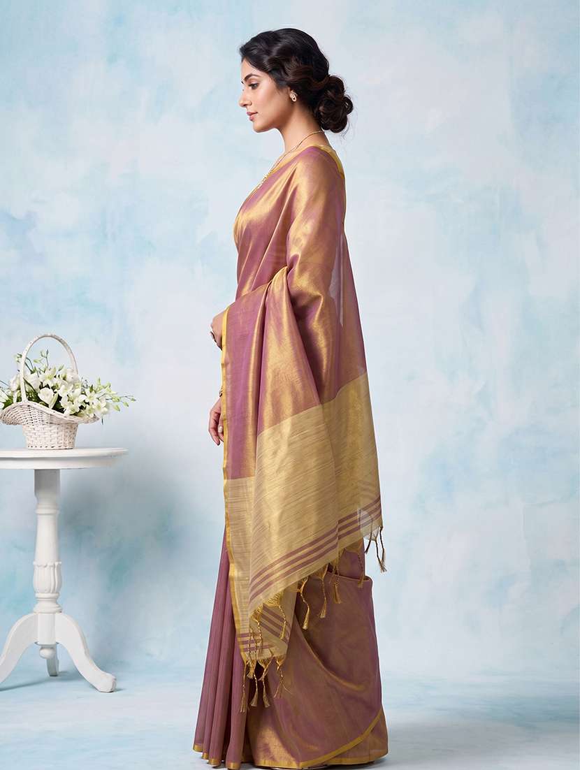 women solid plain saree with blouse - 22495288 -  Standard Image - 1