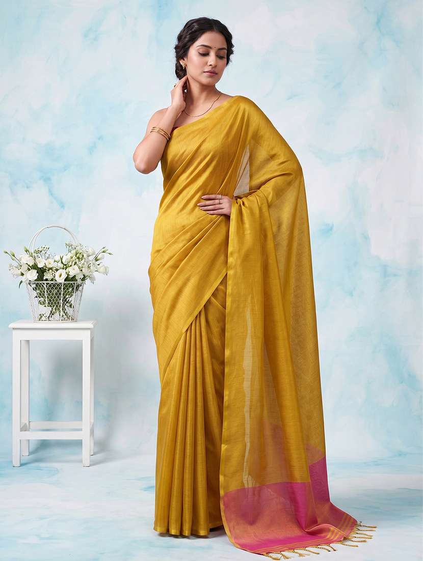 women solid plain saree with blouse