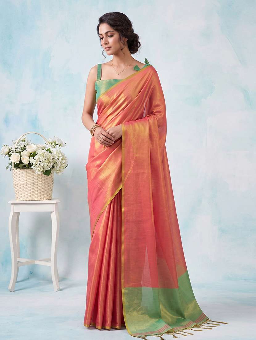 women solid plain saree with blouse