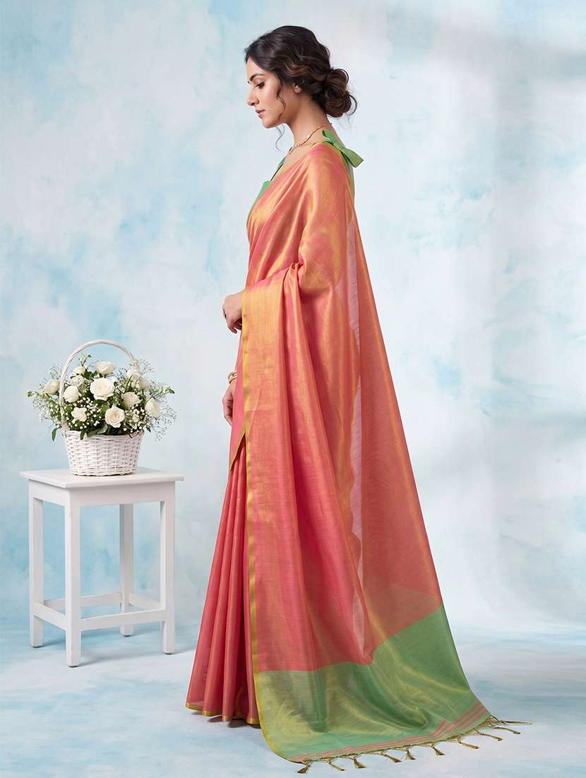 women solid plain saree with blouse - 22495290 -  Standard Image - 1
