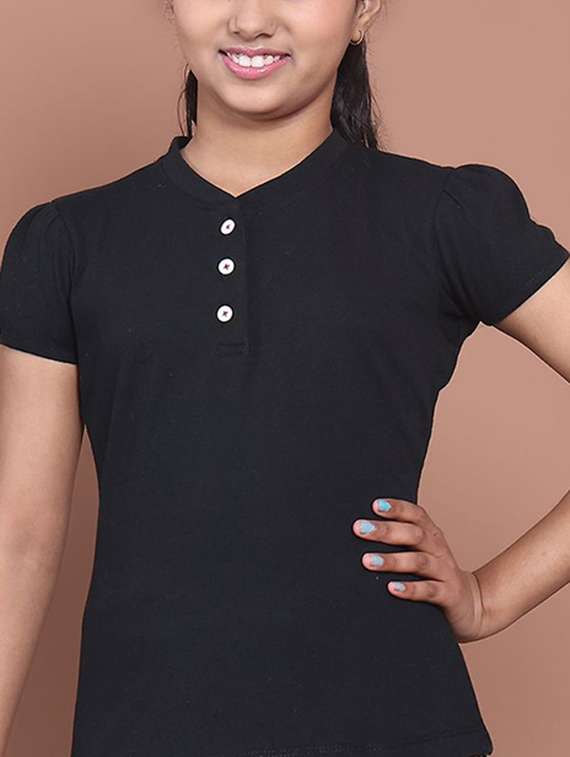 girls black cotton t-shirt - 22495306 -  Standard Image - 1