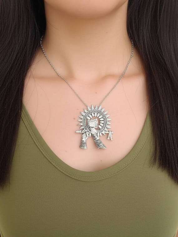 handcrafted oxidised silver flute pendant necklace - 22495434 -  Standard Image - 1