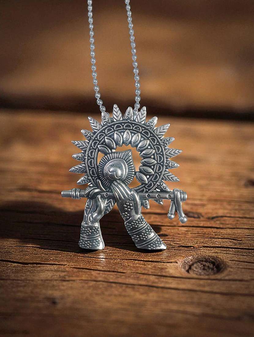 handcrafted oxidised silver flute pendant necklace - 22495434 -  Standard Image - 4