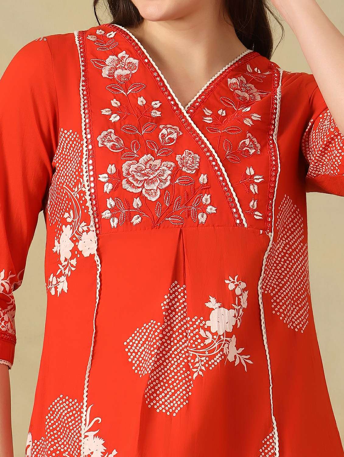 women printed three quarter sleeve kurta pant with dupatta set - 22495520 -  Standard Image - 1