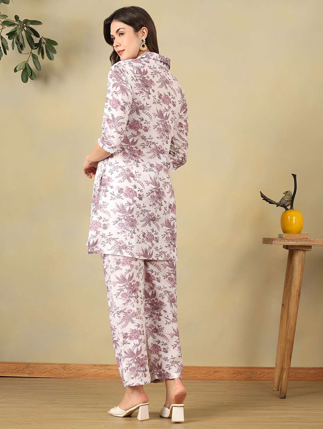 women printed three quarter sleeve ethnic co-ord set - 22495543 -  Standard Image - 4