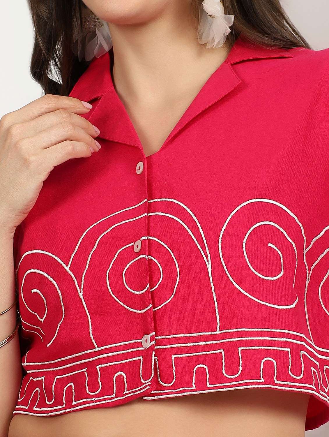 women embroidered short sleeves top and trouser co-ord set - 22495549 -  Standard Image - 1