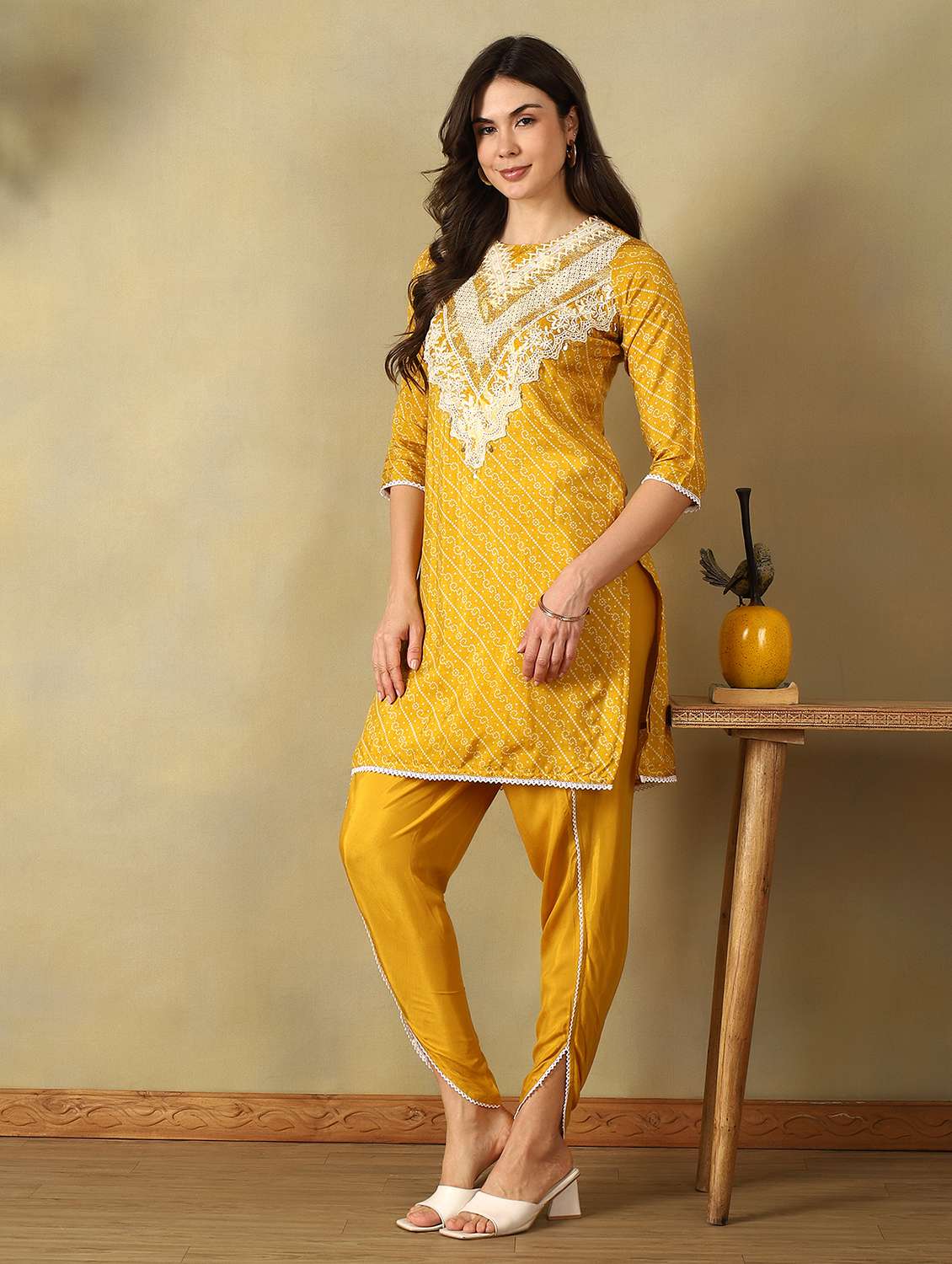 Women Printed Three Quarter Sleeve Dhoti Kurta Set - 22495554 -  Standard Image - 4