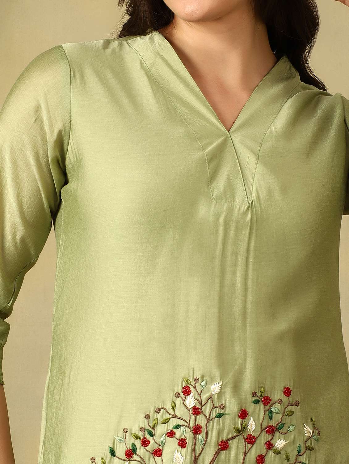 women embroidered three quarter sleeve ethnic co-ord set - 22495557 -  Standard Image - 1