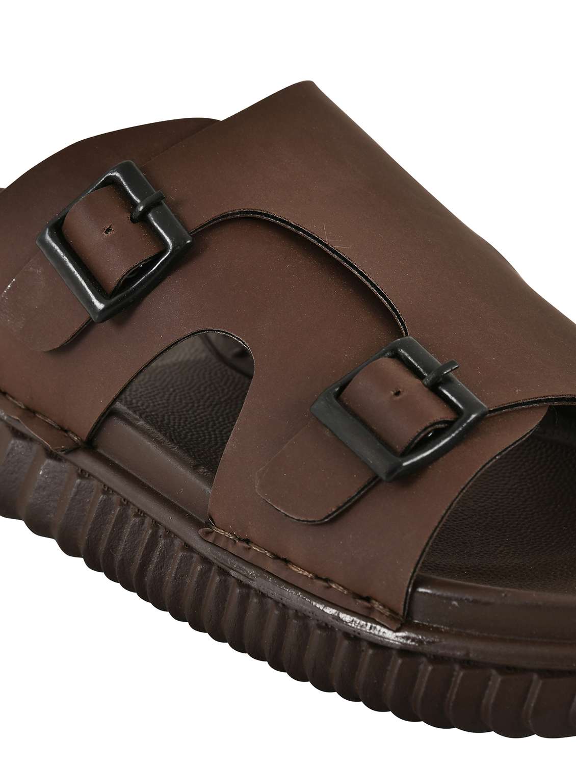 men brown slip on sandal - 22495885 -  Standard Image - 4