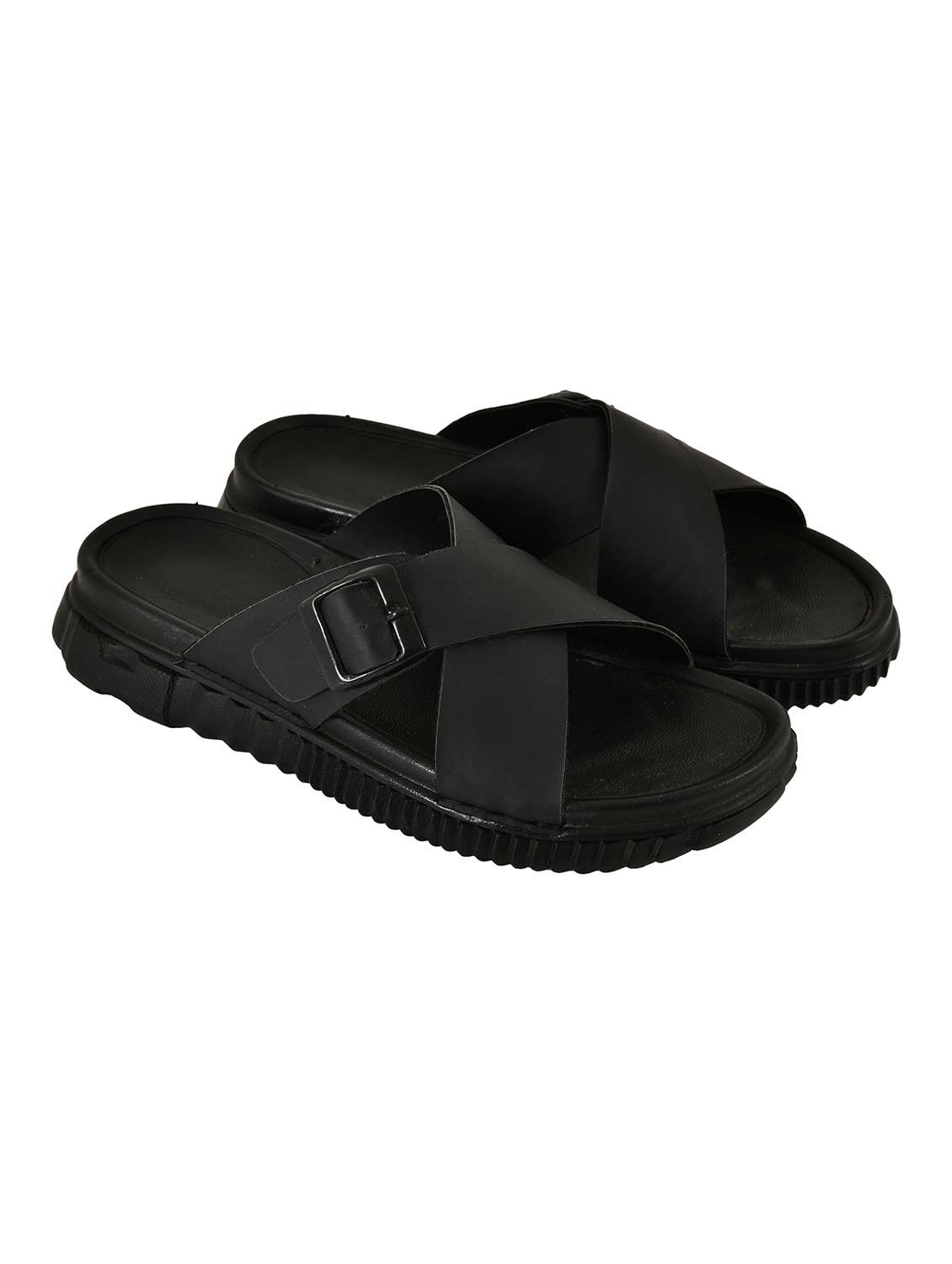 Men Black Slip On Sandal - 22495886 -  Standard Image - 1