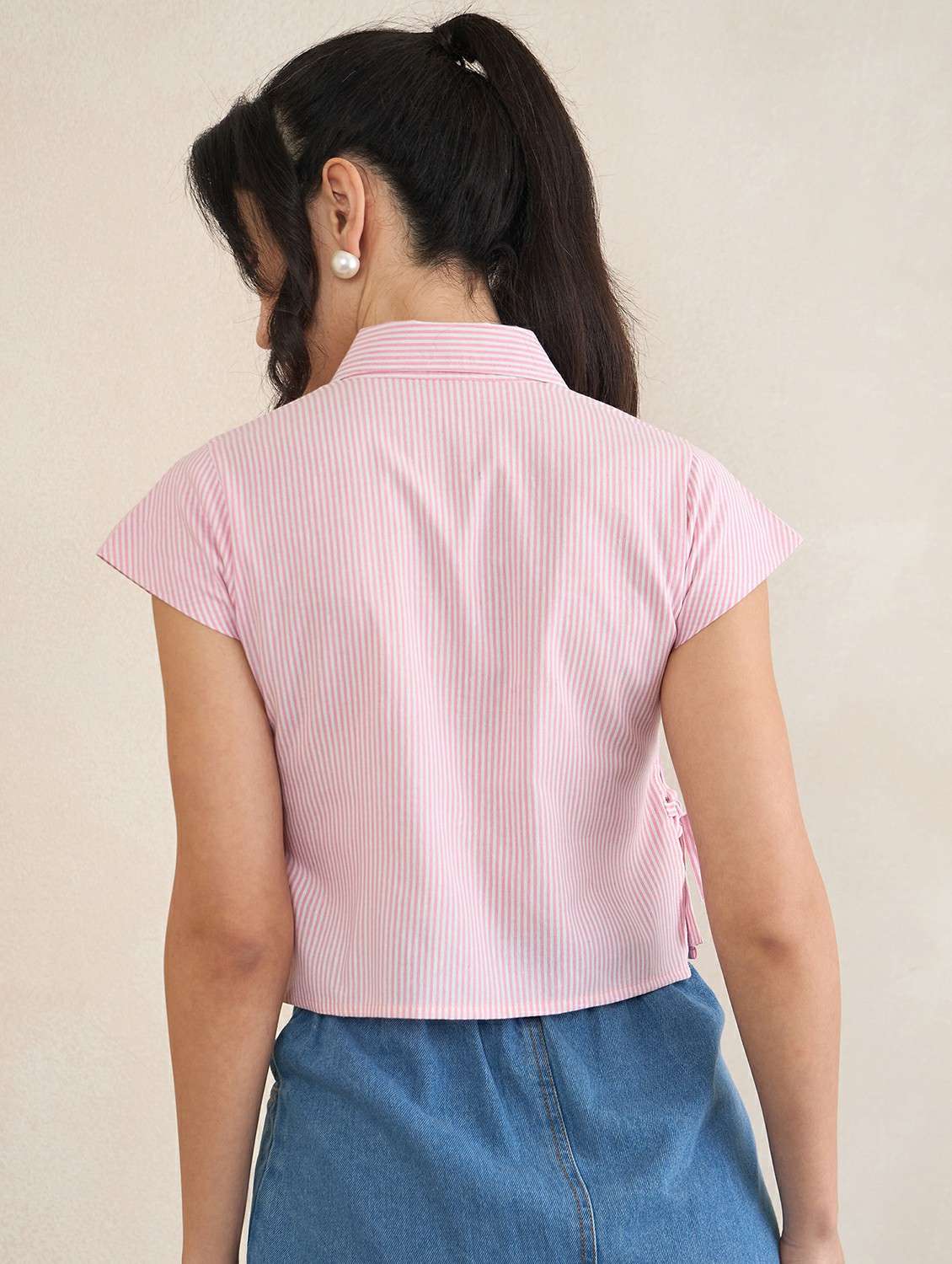 women pink cotton crop shirt - 22495985 -  Standard Image - 4