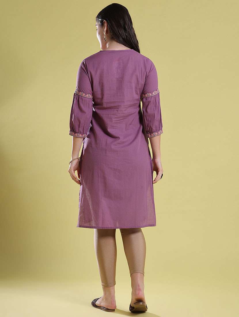 Women Embroidered Three Quarter Sleeve A-line Kurta - 22496295 -  Standard Image - 4